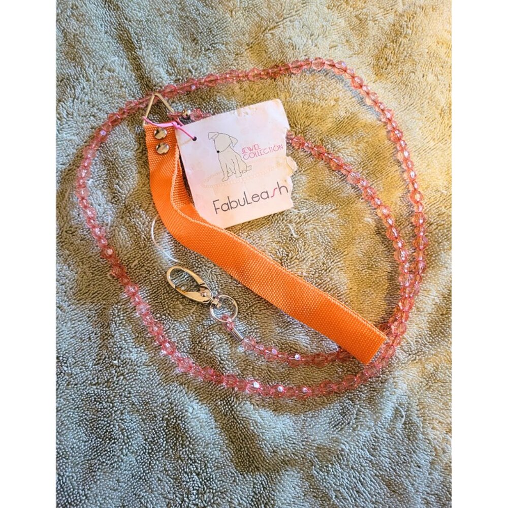 48" Orange Fabuleash Jewel Dog Leash - Bling Crystal Beads
